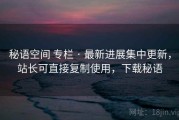 秘语空间 专栏 · 最新进展集中更新，站长可直接复制使用，下载秘语